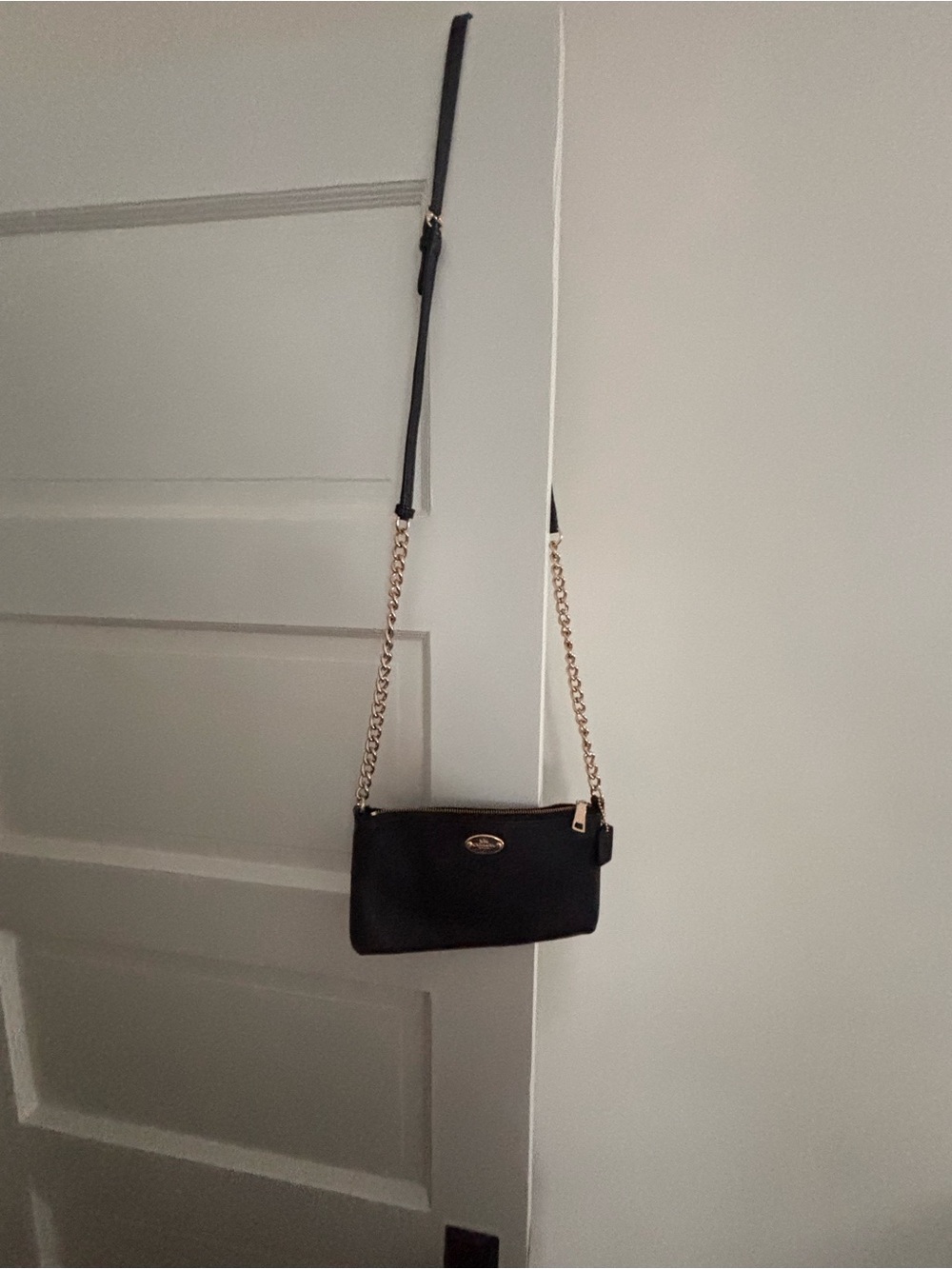 Coach Black Crossbody Chain Shoulder Bag with Gold Hardware
